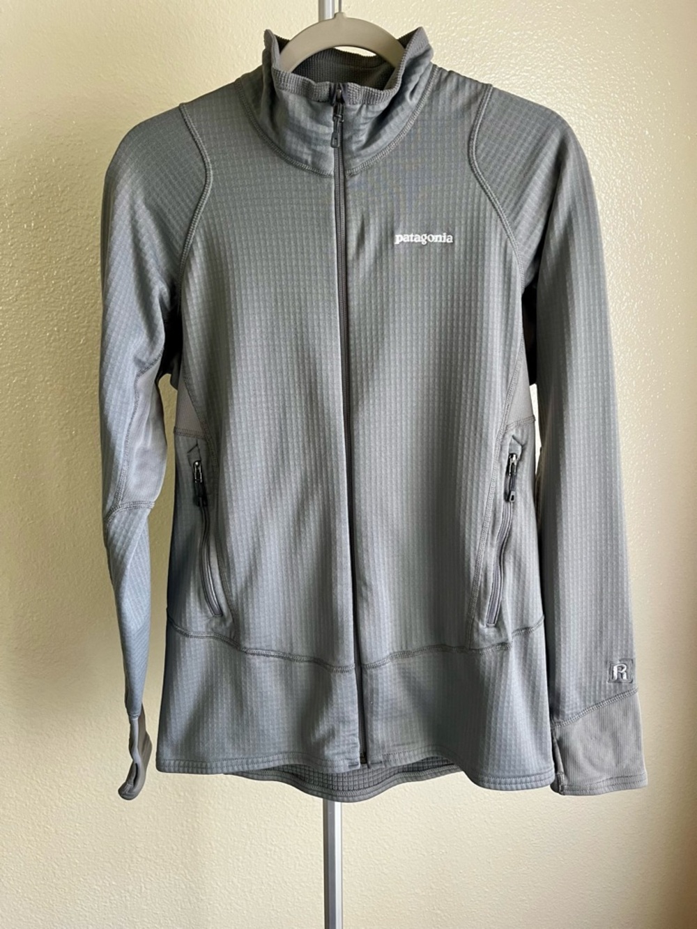 Patagonia R1 Full Zip Waffle Grid Polartec Jacket Gray Size M